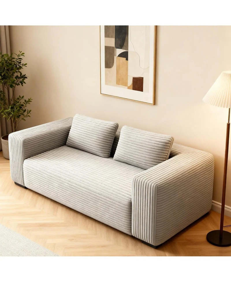Streamdale Furniture Sofa in a Box Memory Foam 2-Seater Corduroy Couch, Easy Transport