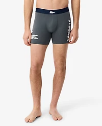Lacoste Men's 3-Pack Regular Fit Big Croc Logo Boxer Briefs