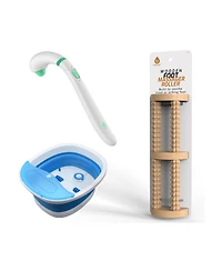 Pursonic The Ultimate Relaxation Trio: Wooden Foot Massager, Collapsible Wireless Footbath, & Portable Handheld Massager