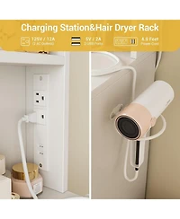 Gaomon 4-Drawer 5-Shelf Vanity Desk, Lighted Mirror Makeup Table for Ample Storage