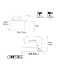 Streamdale Furniture Extra-Large Sofa Bed, Chenille Linen Fabric, Sturdy Metal Legs