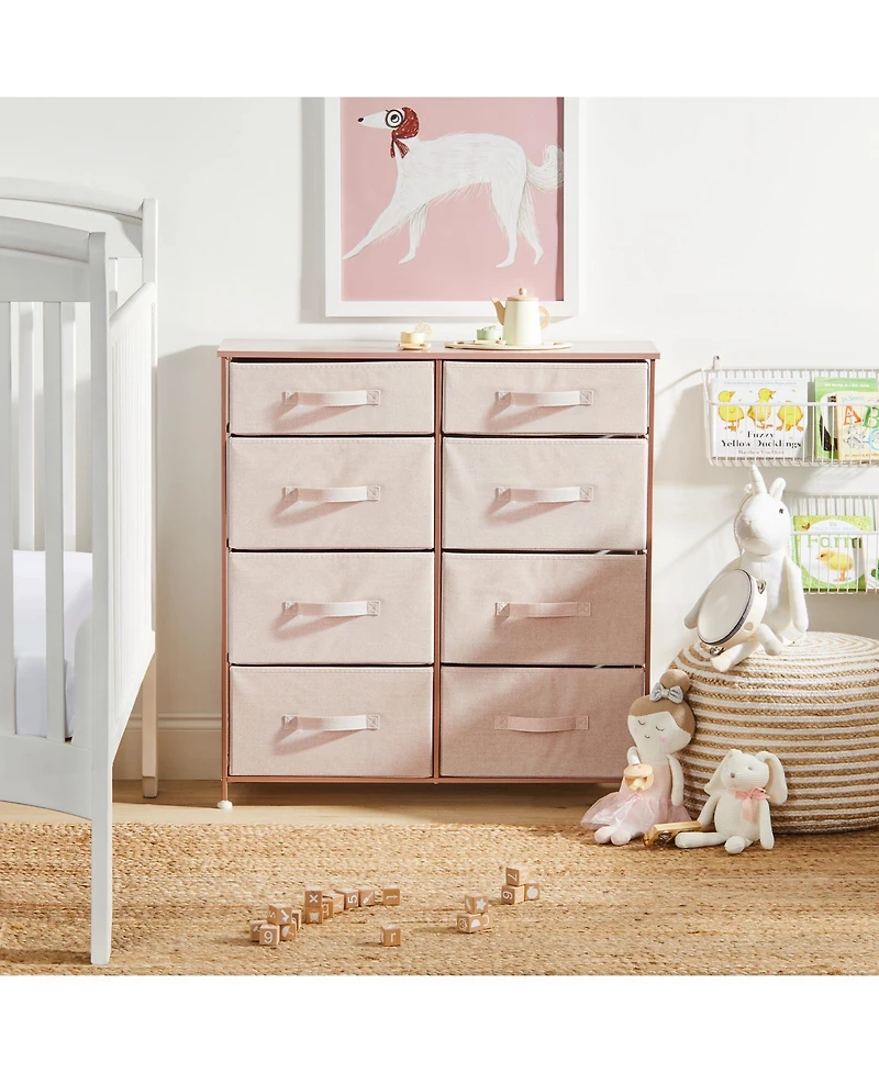 mDesign Tall Storage Dresser Furniture, 8 Slim Fabric Drawers