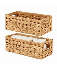 Yigii Handwoven Black Paper Rope Storage Baskets with Handles - 2 Pack