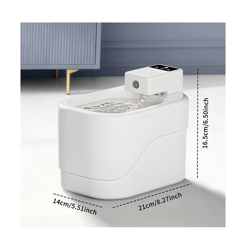 Aostirmotor Smart Sensor Pet Water Fountain, 2000ml/68oz Automatic Dispenser for Cats & Dogs, White