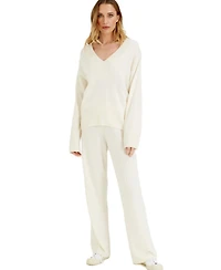 Chinti & Parker Women's V Neck Wool Cashmere Slouchy Lightweight Sweater