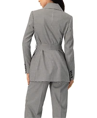 Ivonne Women's Tailored Houndstooth Blazer with Belt