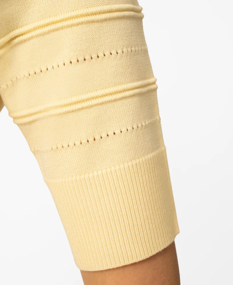 Melissa Paige Petite Ottoman Stitch Elbow-Sleeve Crewneck Sweater