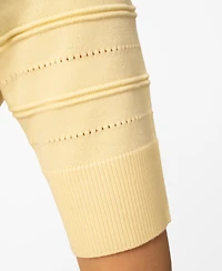 Melissa Paige Petite Ottoman Stitch Elbow-Sleeve Crewneck Sweater