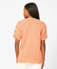 Melissa Paige Petite Button Shoulder Flyaway Cardigan Sweater