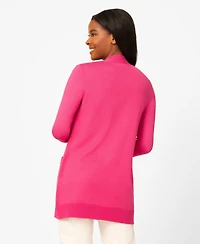 Melissa Paige Petite Cable Trim Open Front Cardigan Sweater