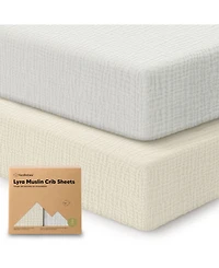 KeaBabies Lyra Muslin Crib Sheets for Boys, Girls, 2pk 52x28 Cotton Baby Mattress Fitted, Soft, Breathable