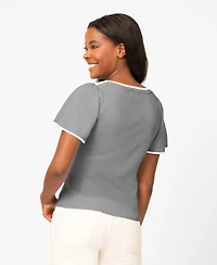 Melissa Paige Women's Boat-Neck Flutter-Sleeve Sweater