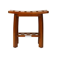 Oceanstar Solid Wood Spa Shower Bench with Storage Shelf, Teak Color Finish