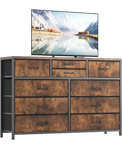 gaomon 10 Drawers Fabric Dressers for Bedroom, Modern Chest of Drawers, 45" Wide Tv Stand