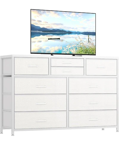 gaomon 10 Drawers Fabric Dressers for Bedroom, Modern Chest of Drawers, 45" Wide Tv Stand