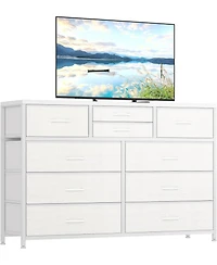 gaomon 10 Drawers Fabric Dressers for Bedroom, Modern Chest of Drawers, 45" Wide Tv Stand