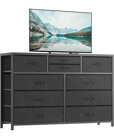 gaomon 10 Drawers Fabric Dressers for Bedroom, Modern Chest of Drawers, 45" Wide Tv Stand
