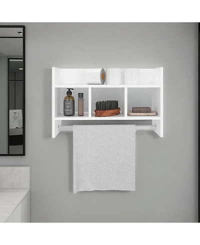 Franklin Bath Shelf with Towel Bar, Open Shelves, and Storage Space for Bathroom Items