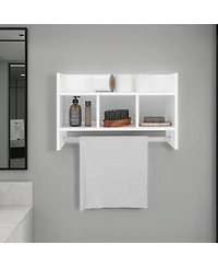 Franklin Bath Shelf with Towel Bar, Open Shelves, and Storage Space for Bathroom Items