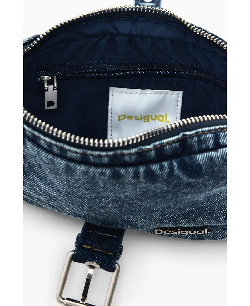Desigual Women's Small denim crossbody wallet with appliques