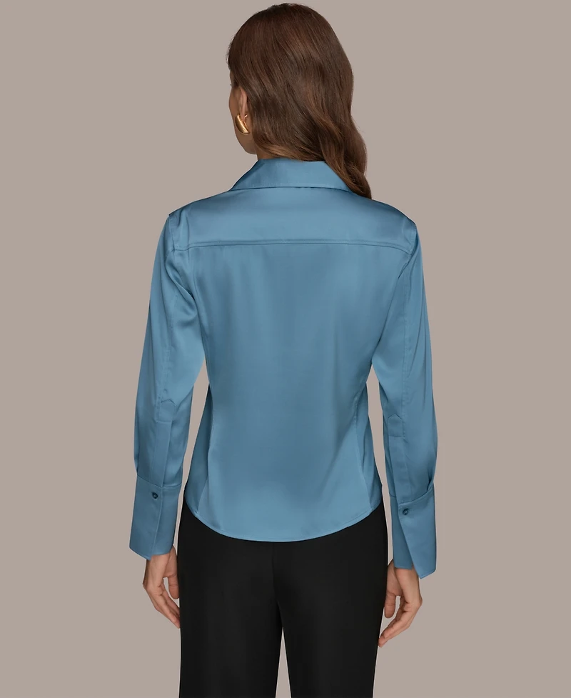 Donna Karan New York Women's Collared Long-Sleeve Blouse