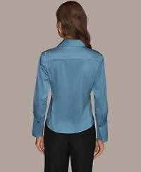 Donna Karan New York Women's Collared Long-Sleeve Blouse