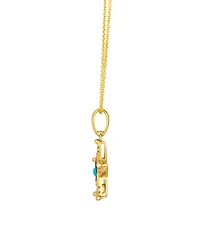 Le Vian Turquoise (2/25 ct. t.w.), Sapphire (11/100 ct. t.w.) & Nude Diamond (9/100 ct. t.w.) Pendant Necklace in 14k Honey Gold