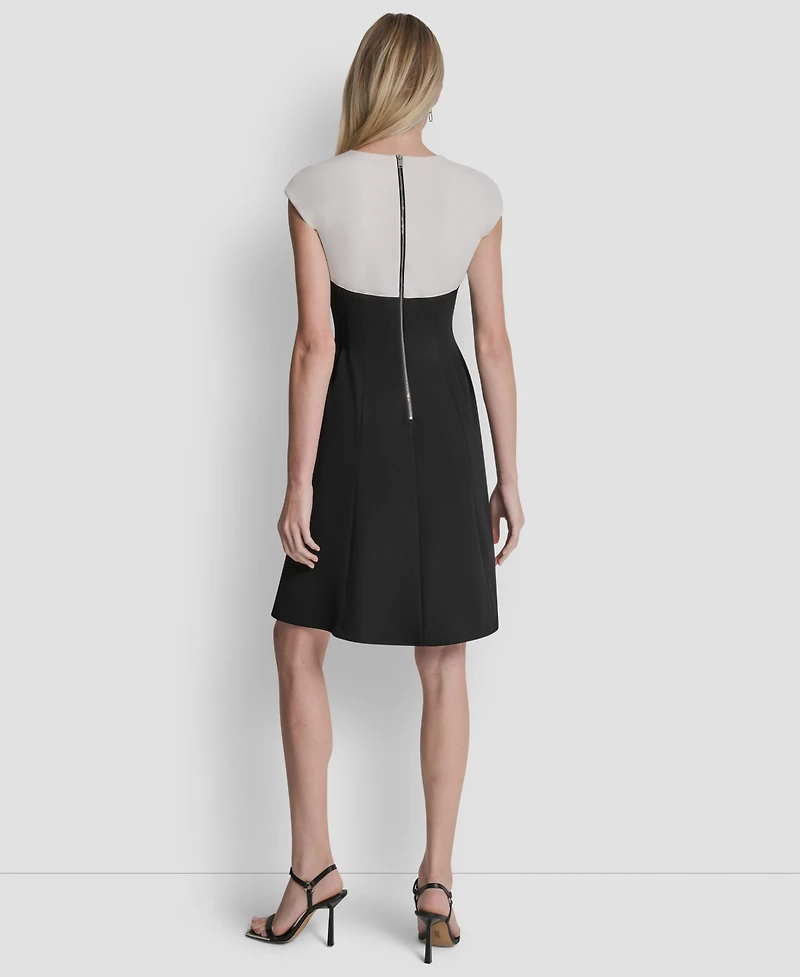 Dkny Women's Scuba Crepe Jewel Neck Dress