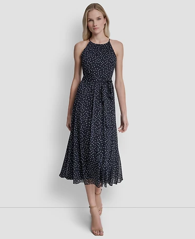 Dkny Women's Halter Fit And Flare Sleeveless Maxi Dress