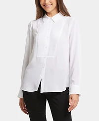 Nydj Women's Tuxedo Long Sleeve Collared Top