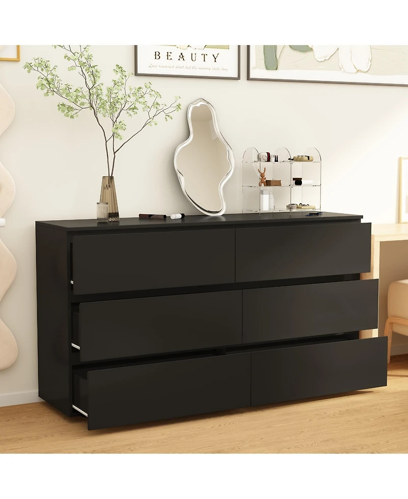 Homsee Black and White Wooden Accent Storage Cabinet with 9-Drawers