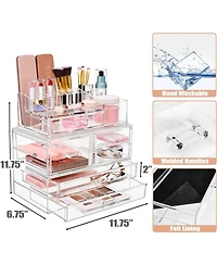 Sorbus 3 Piece Extra Large Stackable Cosmetic Organizers and Storage Set - Great Vanity, Dresser & Bathroom Organizer