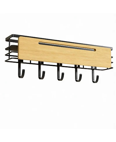 Yigii Wall Coat Rack with 5 Hooks & Shelf for Entryway, Hallway, Living Room