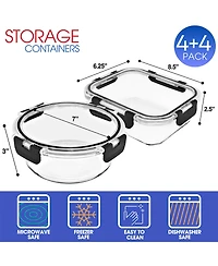 Sorbus 16 Piece Glass Meal Prep Containers with Airtight Lids