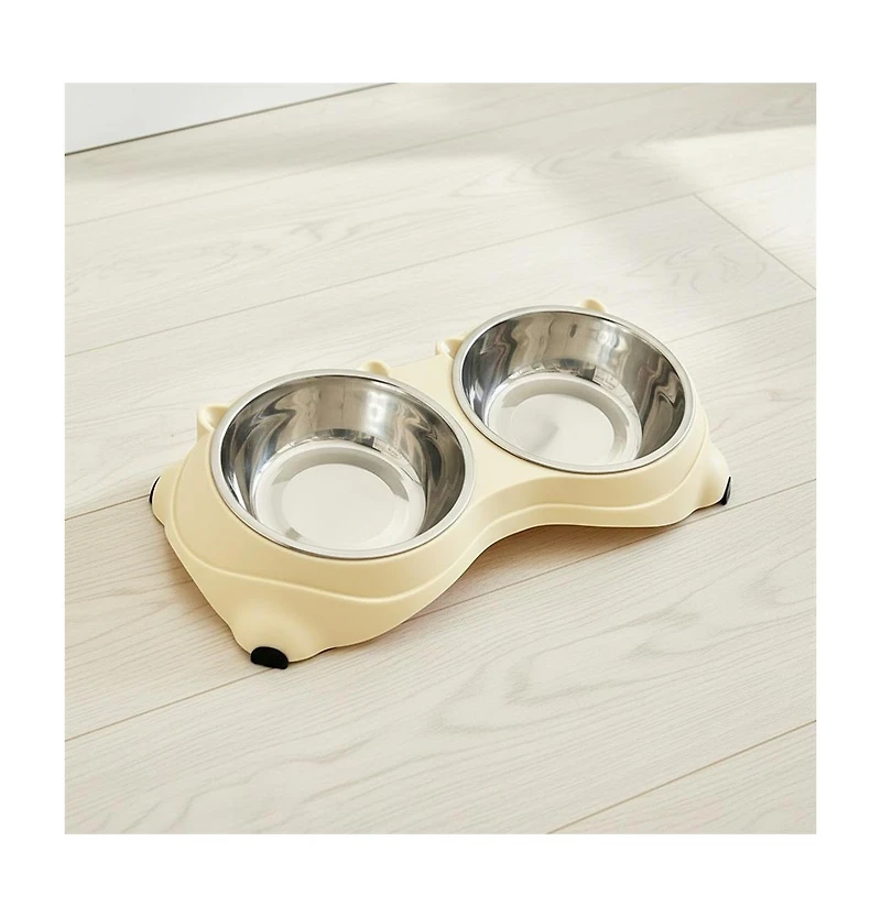Aostirmotor Macaron Stainless Steel Pet Bowl Set, 2 x 600ml Bowls