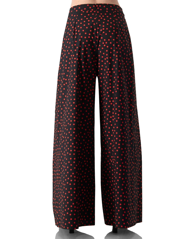 Ivonne Women's Wide-Leg Polka Dot Pants