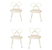 Csp Metal Kids Bow Chair With White Vinyl Seat Cushion, Set of 4