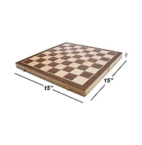 Gse Games & Sports Expert 15" Wooden Chess Game Set, Folding Chess Board Set with 32 Chessmen & Storage Box