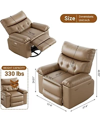 gaomon Swivel Recliner Chair with Massage and Heat 22" Seat– 360° Rocking for Adults, Electric Remote Control Living Room