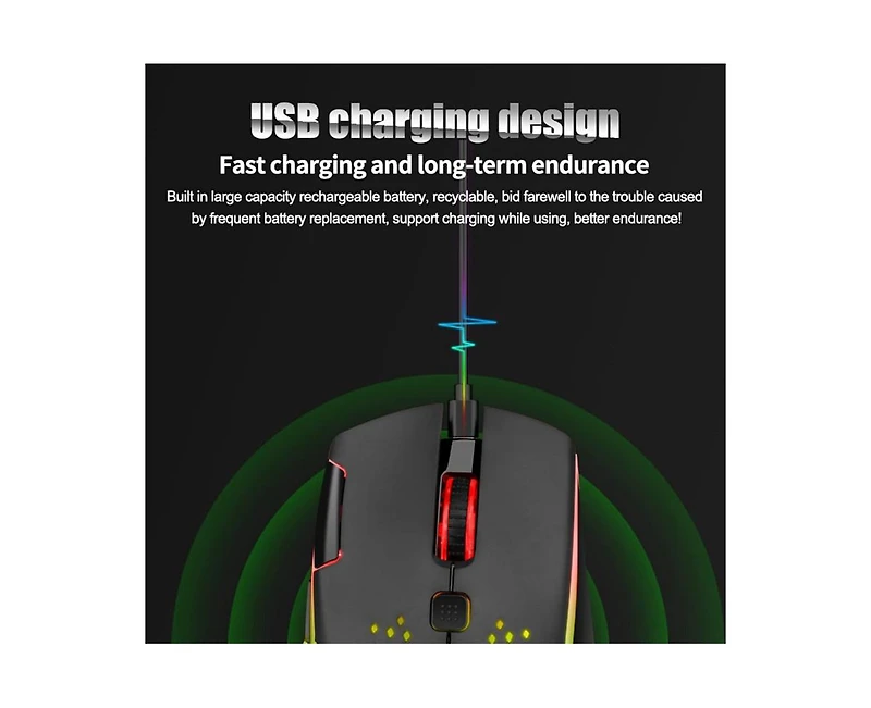 Risokeys Wireless Gaming Mouse with Rgb Lights