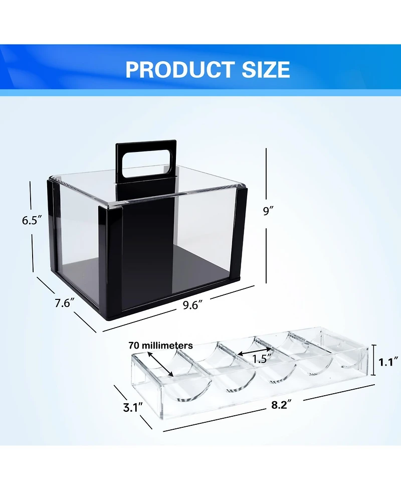 Gse Games & Sports Expert 600pcs Casino Grade Acrylic Poker Chips Carrier with 6 Poker Chip Trays