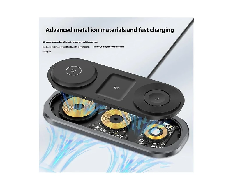 Risokeys Foldable Wireless Charger with Charging Port - Magnetic 3-in-1 Charging Station