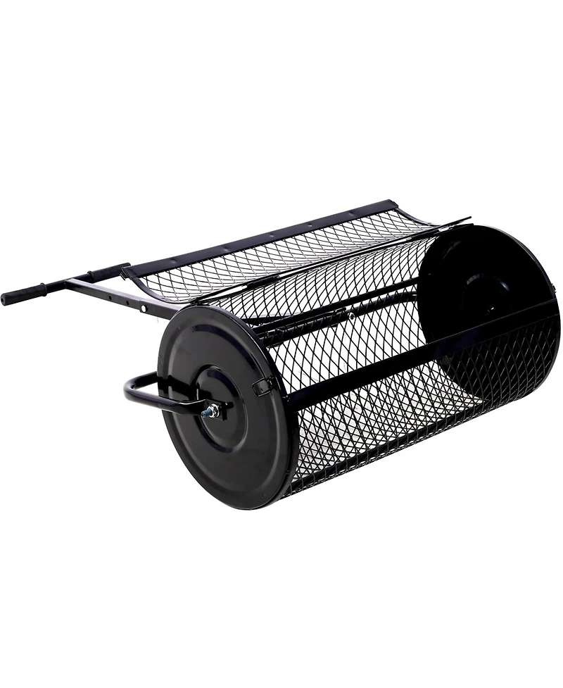 flynama Black 24 Inch Peat Moss Spreader Metal Mesh Compost Spreader T Shaped Handle for Lawn Garden Care Manure Seeding Planting