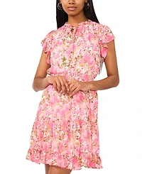 Msk Women's Smocked Waist Tie Crew Neck Dress