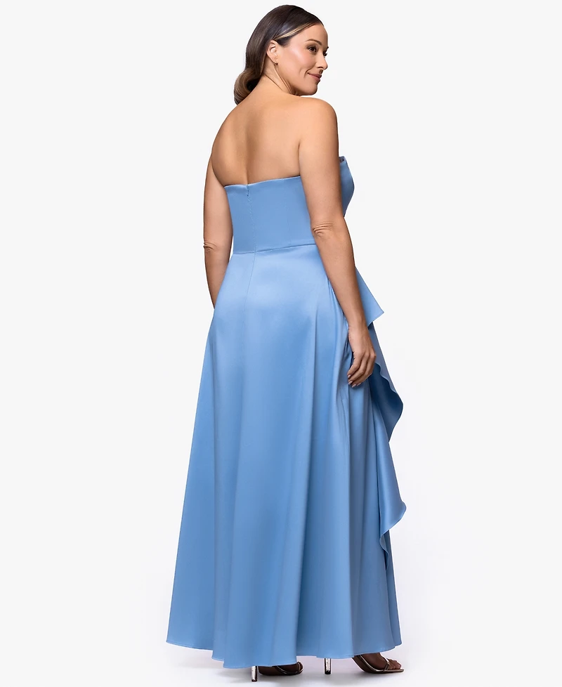 Xscape Plus A-Line Asymmetrical Neck Ball Gown