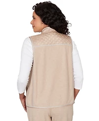 Alfred Dunner Petite Comfort and Joy Quilted Snap Front Vest
