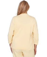 Alfred Dunner Petite Striped Two-In-One Crewneck Sweater