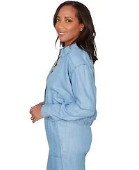 Alfred Dunner Petite Beachcomber Casual Elastic Shirt Jacket