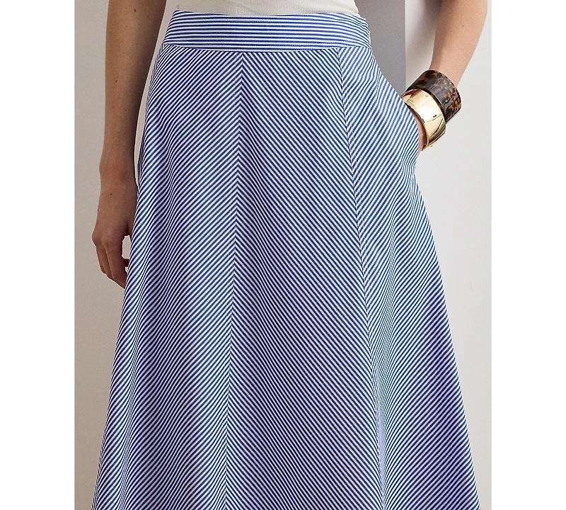 Lauren Ralph Petite Noldin Striped Paneled Broadcloth Skirt