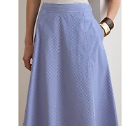 Lauren Ralph Petite Noldin Striped Paneled Broadcloth Skirt